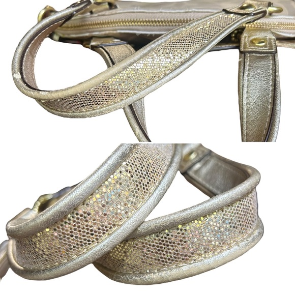 EUC Coach Poppy Gold and Floral Women's Covertible Shoulder or Crossbody F22323 - Picture 9 of 10